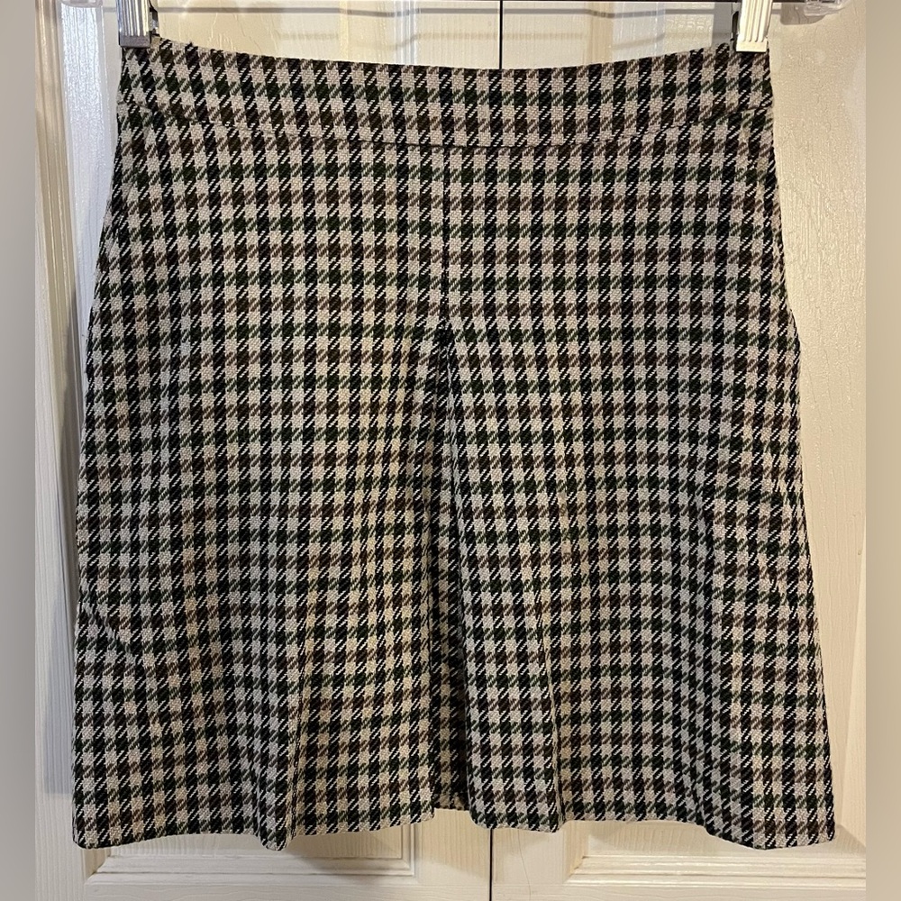 Boss Hugo Boss Women’s Houndstooth Lined Mini Skirt Wool Blend Pockets Size 0